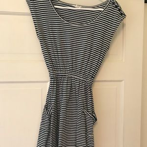 Navy and light grey striped dress
